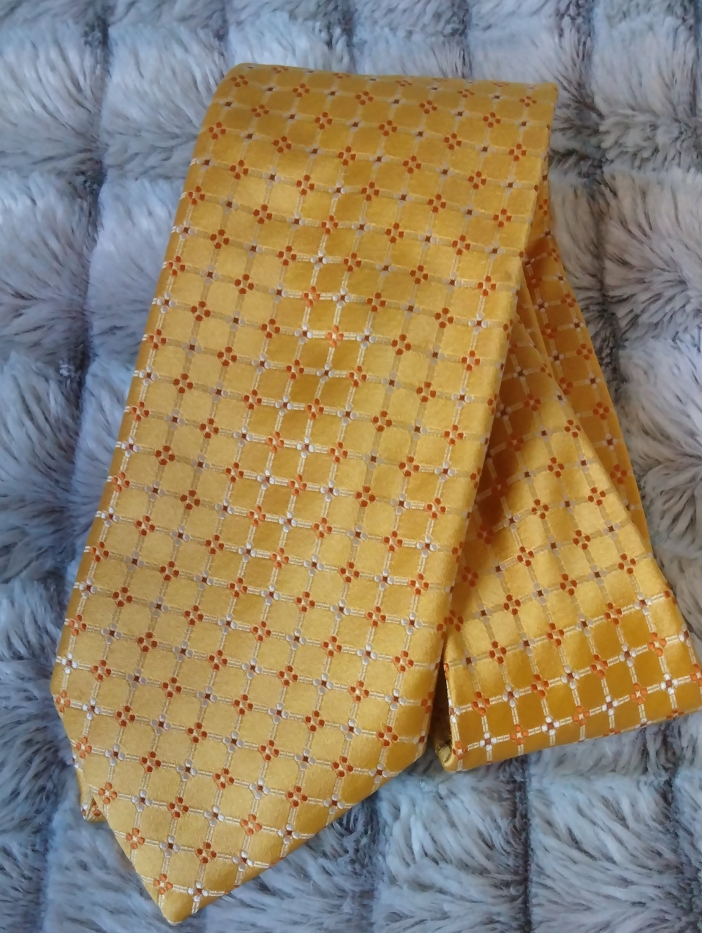 Canali Yellow Geometric Silk Tie